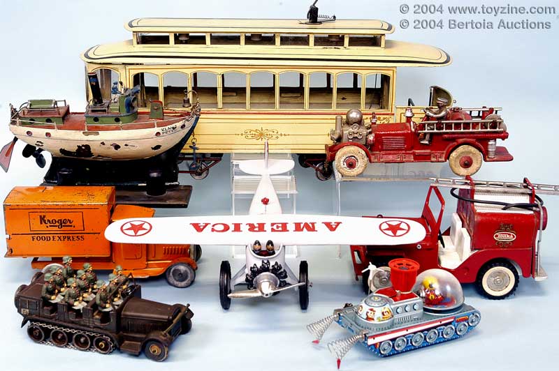 single prop America airplane, Ahrens Fox,transportation toys, space toys,pressed steel toys from Buddy &lsquo;L&rsquo; to Tonka