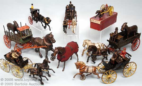 Another glimpse into the early years of cast iron horse drawn toys and Ives creations with Ives animals shown on Welker Crosby&rsquo;s and Ives&rsquo; delivery wagons