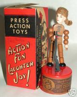 Kohner Push Puppet DAVY CROCKETT FESS PARKER WITH BOX