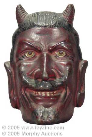 tall cast-iron Two-faced Devil still bank