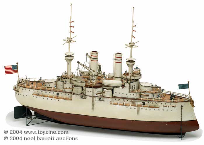 Marklin Battleship &ldquo;Boston&rdquo; - This classic 40in battleship is from Marklin&rsquo;s acclaimed second series of toy boats