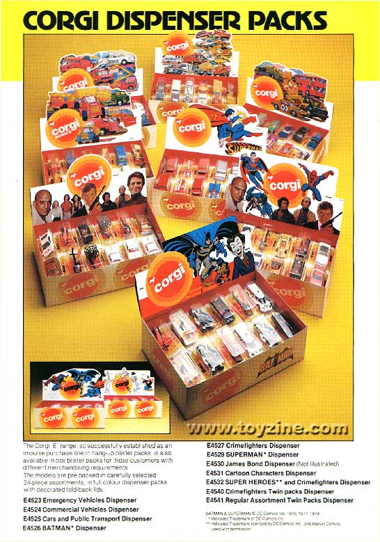 1970 Corgi Character Diecast, Batman, Superman, Kojak, James Bond toys