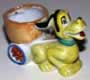 PLUTO - EGGCUP - 1960s - JAPAN, lustreware china Pluto pulling cart