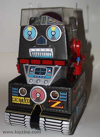 Robotank Z - Tin - Japan - Nomura - !960's, battery operated tin robot, moves like a tank