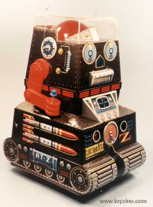 Robotank Z - Tin - Japan - Nomura - !960's, battery operated tin robot, moves like a tank