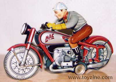 MAC 700 very rare red, tin ,driver jumps on and off, original key, US-Zone Germany by Arnold