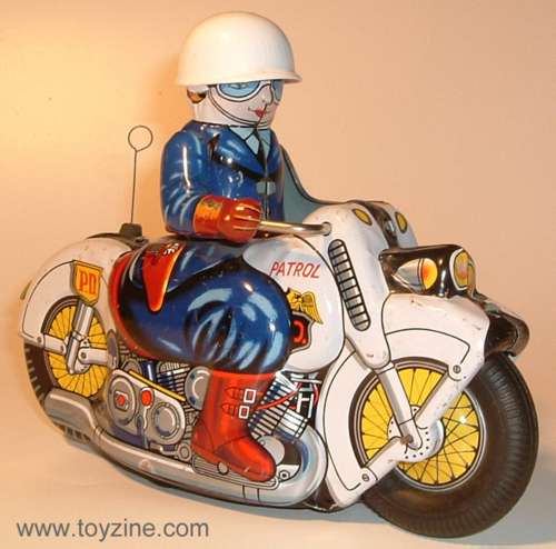 POLICE MOTORCYCLE - TIN - friction made in Japan in 1950's rabbit logo